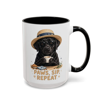 Funny black lab coffee mug with playful dog design