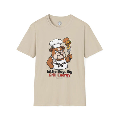 funny bulldog bbq shirt with cartoon chef grilling burger