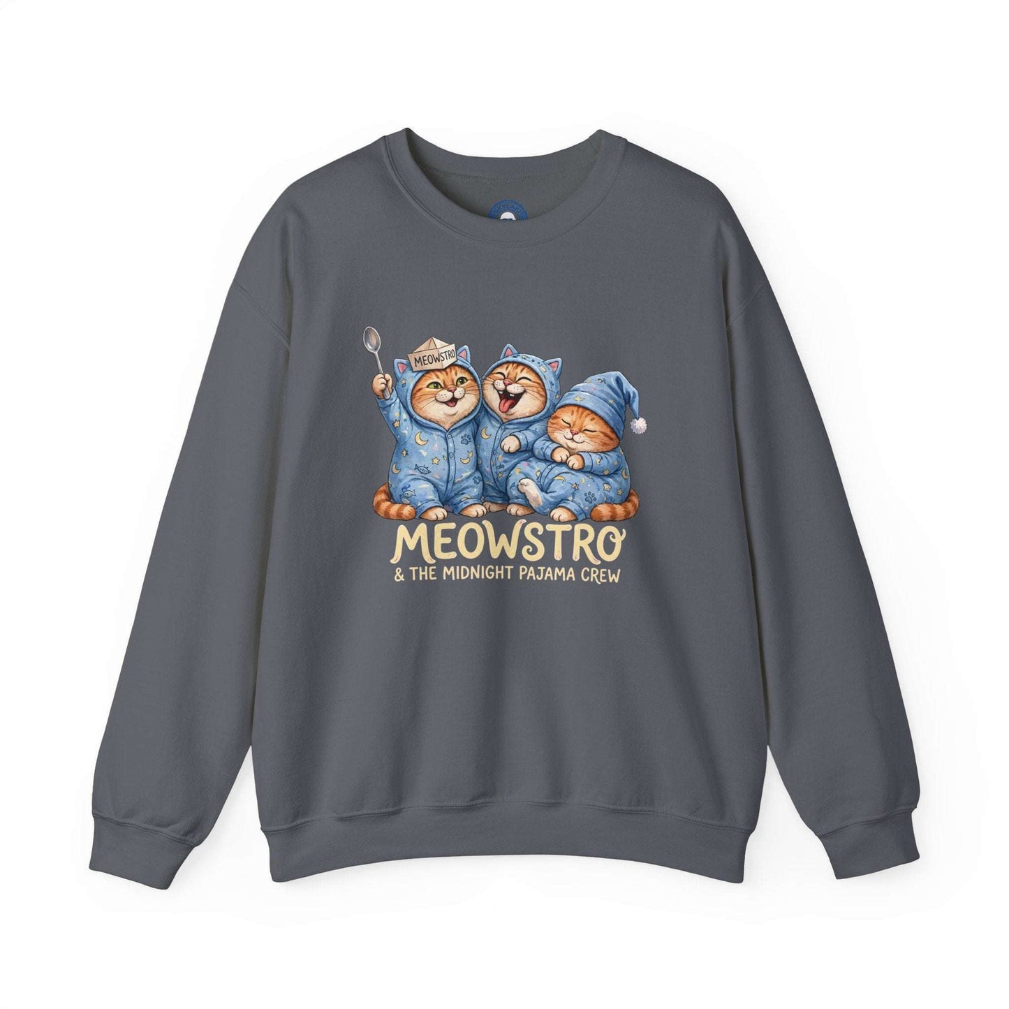 Funny cat pajama sweatshirt with sleepy cats MEOWSTRO design
