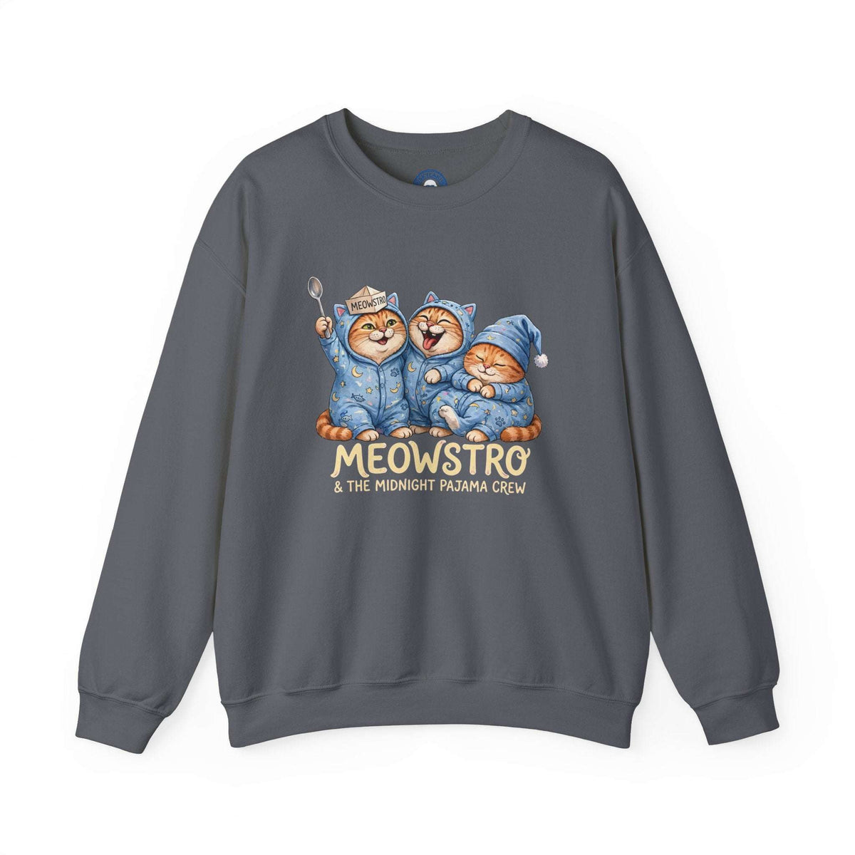 Funny cat pajama sweatshirt with sleepy cats MEOWSTRO design