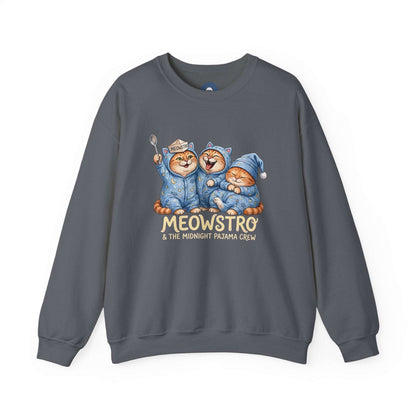 Funny cat pajama sweatshirt with sleepy cats MEOWSTRO design