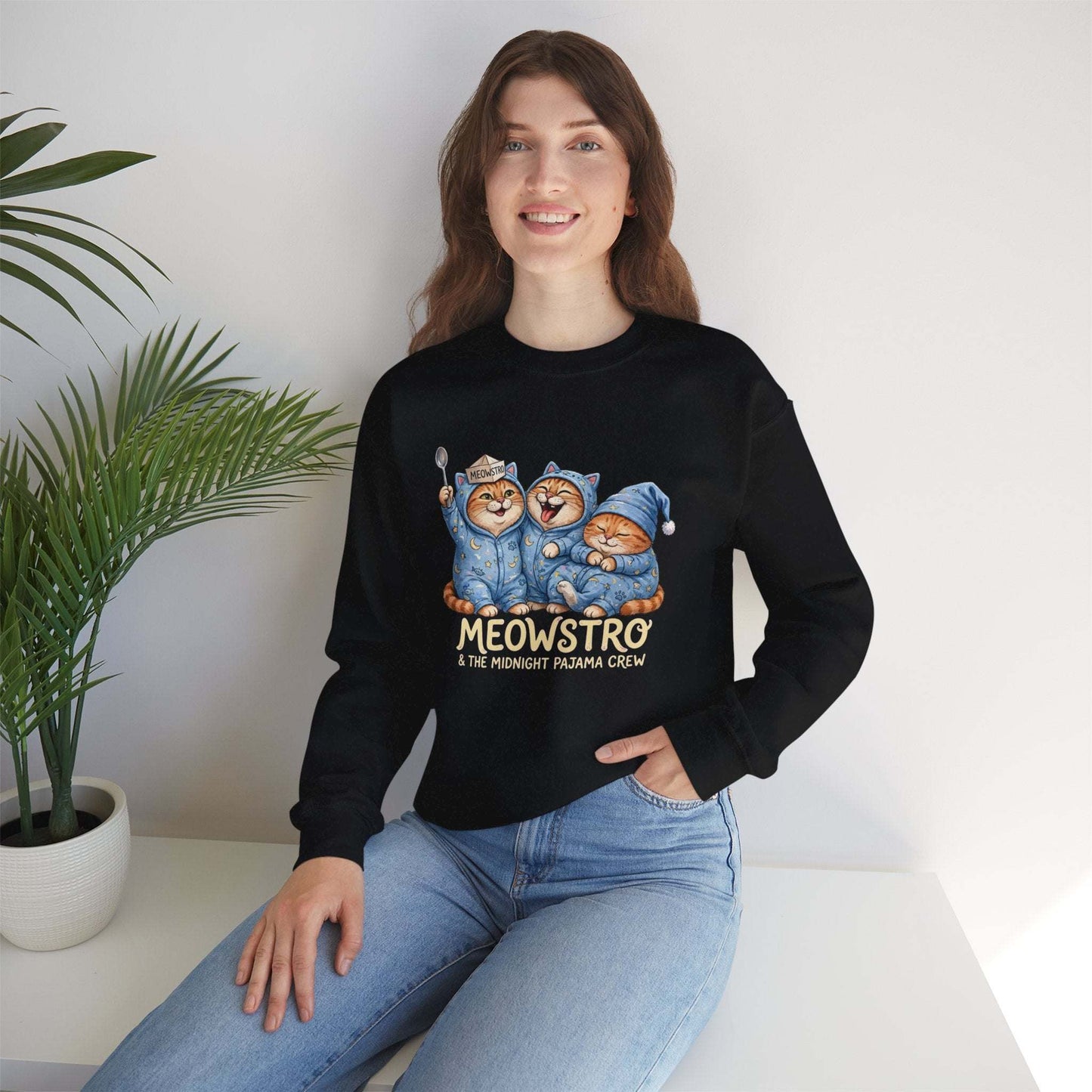 Funny cat pajama sweatshirt with sleepy cats design by Skylaki