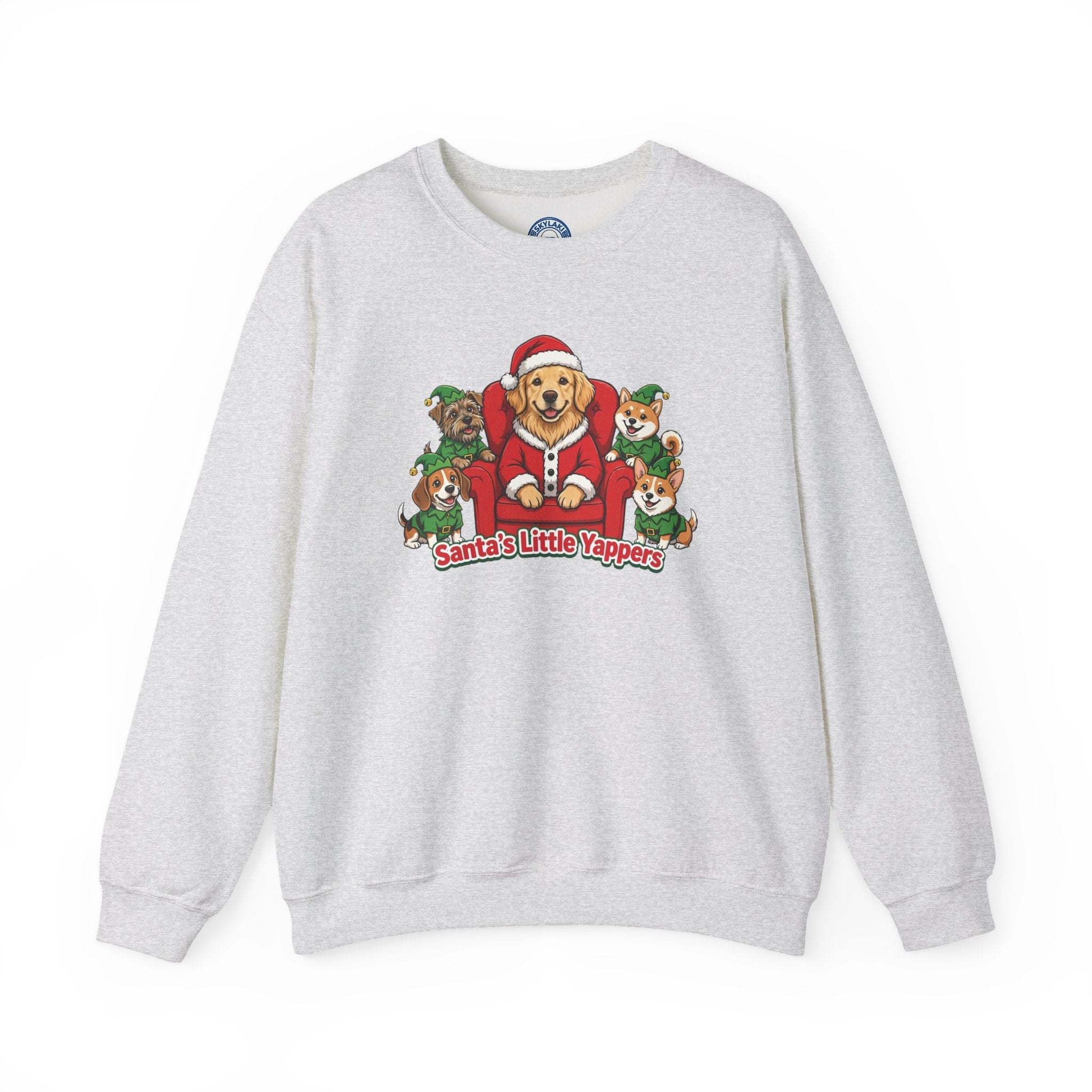 Funny Christmas dog sweatshirt with embroidered golden retriever and corgis