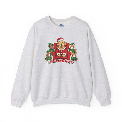 Funny Christmas dog sweatshirt with embroidered golden retriever and corgis