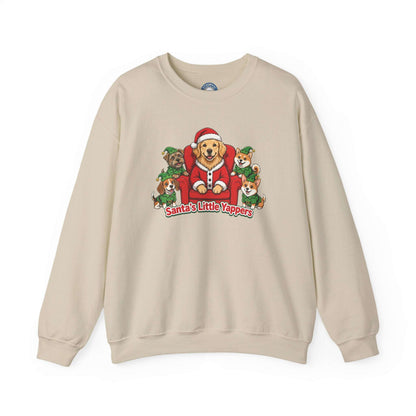 Funny Christmas dog sweatshirt with embroidered golden retriever and corgis