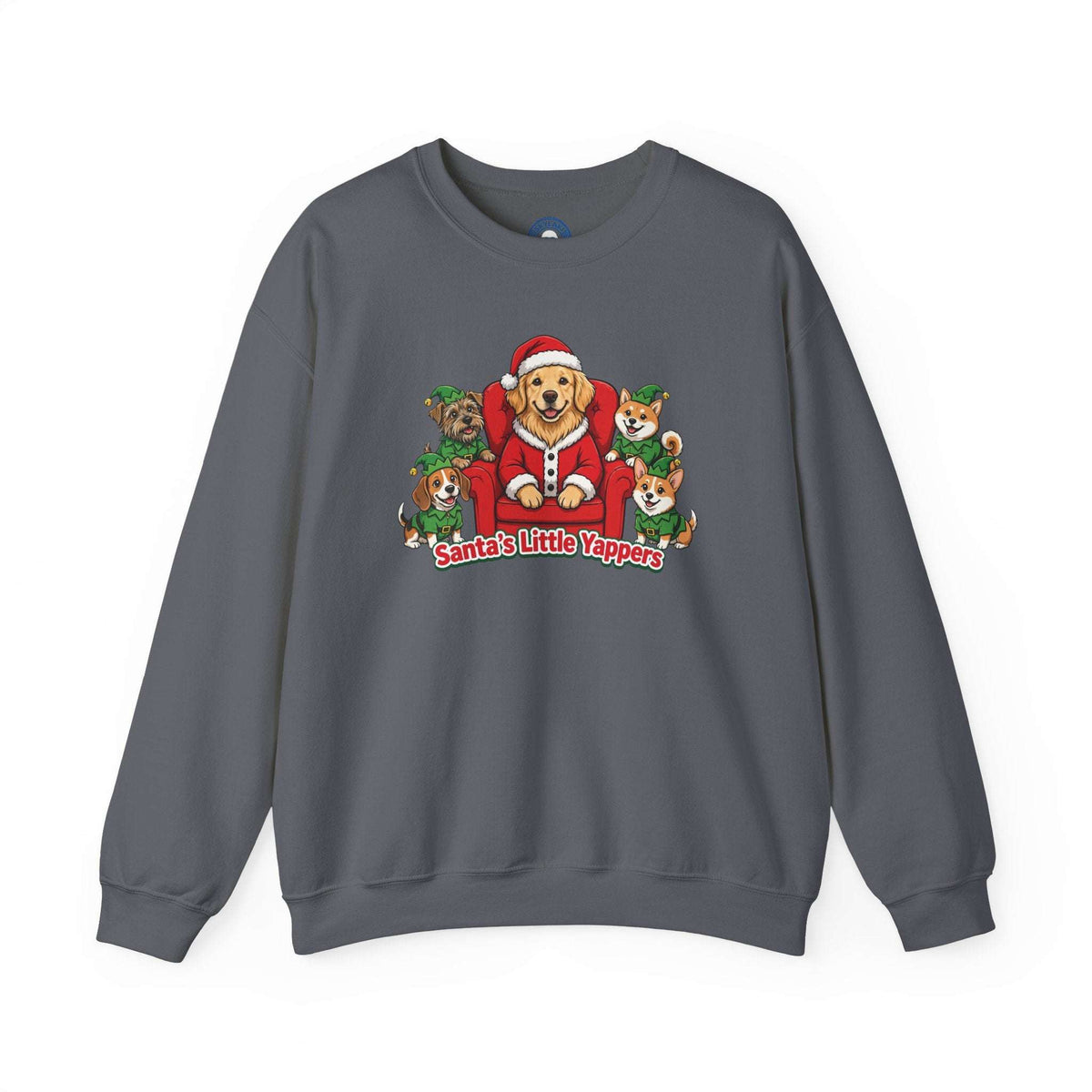 Funny Christmas dog sweatshirt with embroidered golden retriever and corgis