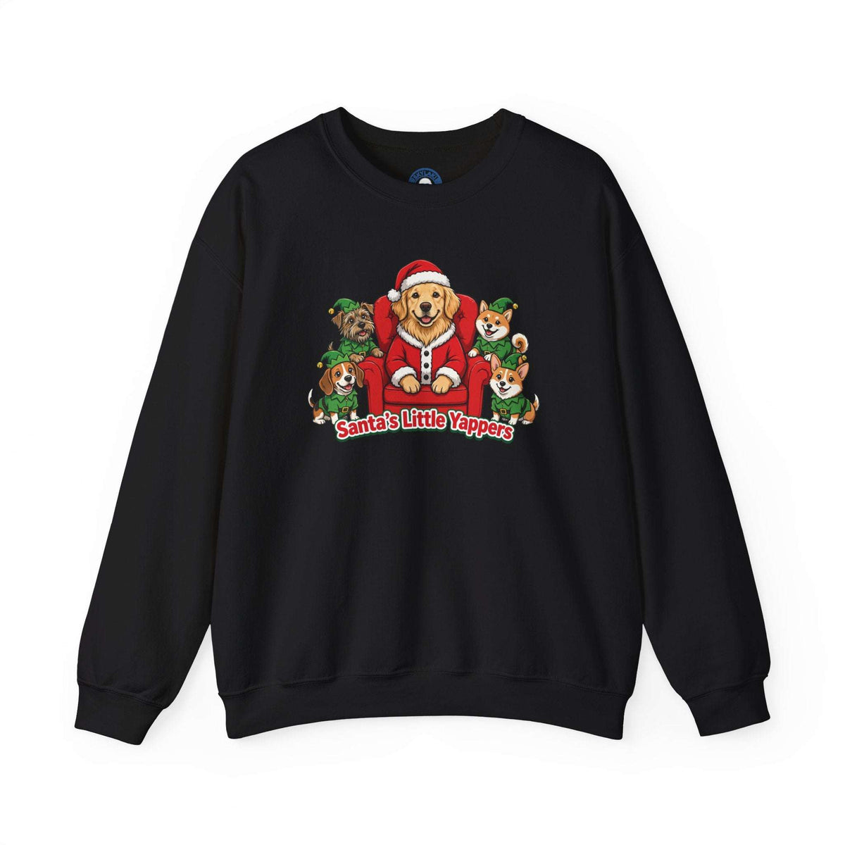 Funny Christmas dog sweatshirt with embroidered golden retriever and corgis