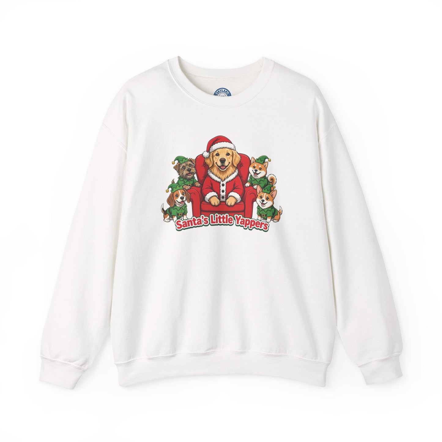 Funny Christmas dog sweatshirt with golden retriever and corgis embroidery