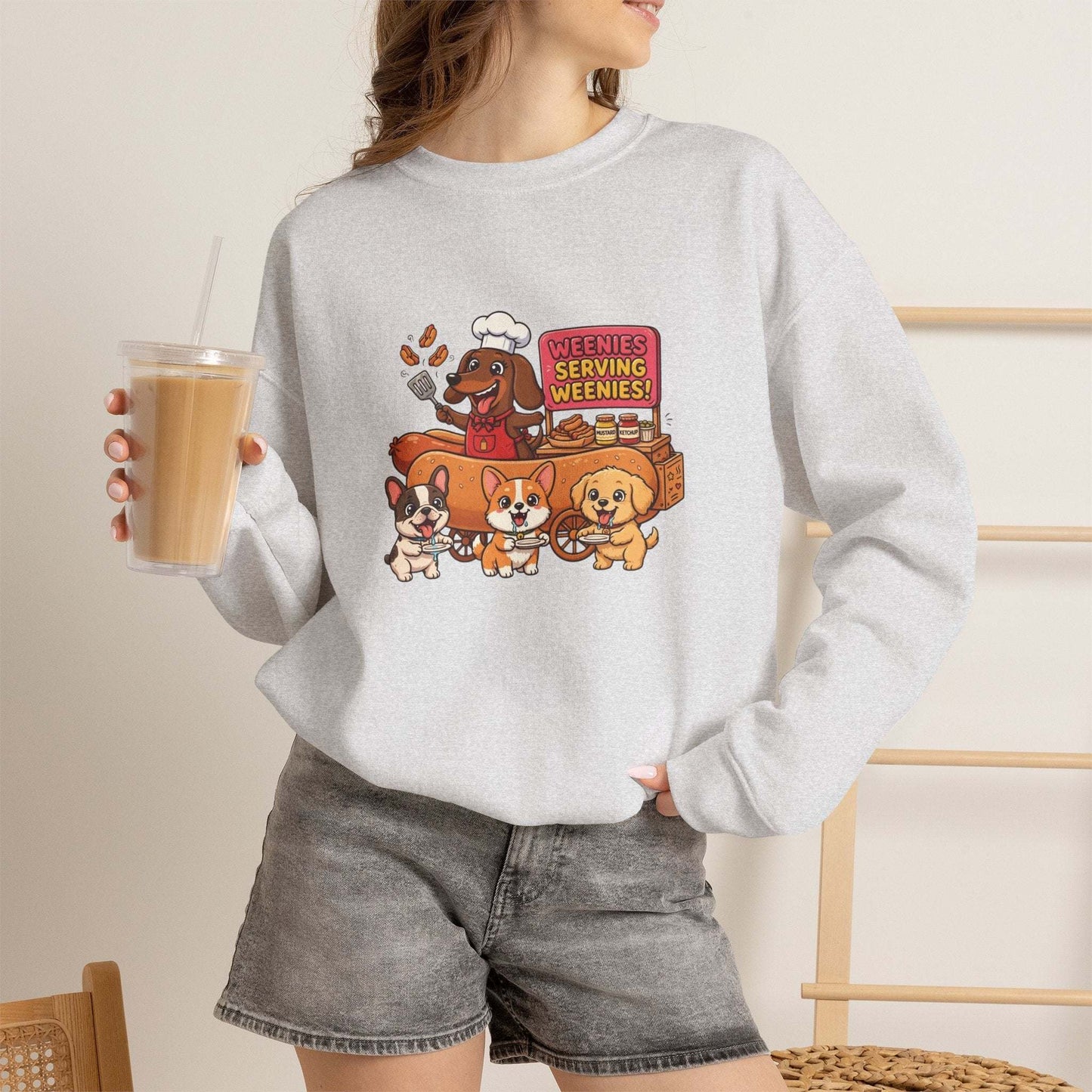 Funny dachshund hot dog cartoon embroidery sweatshirt