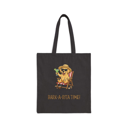 Funny dog margarita tote bag with bark-a-rita time slogan
