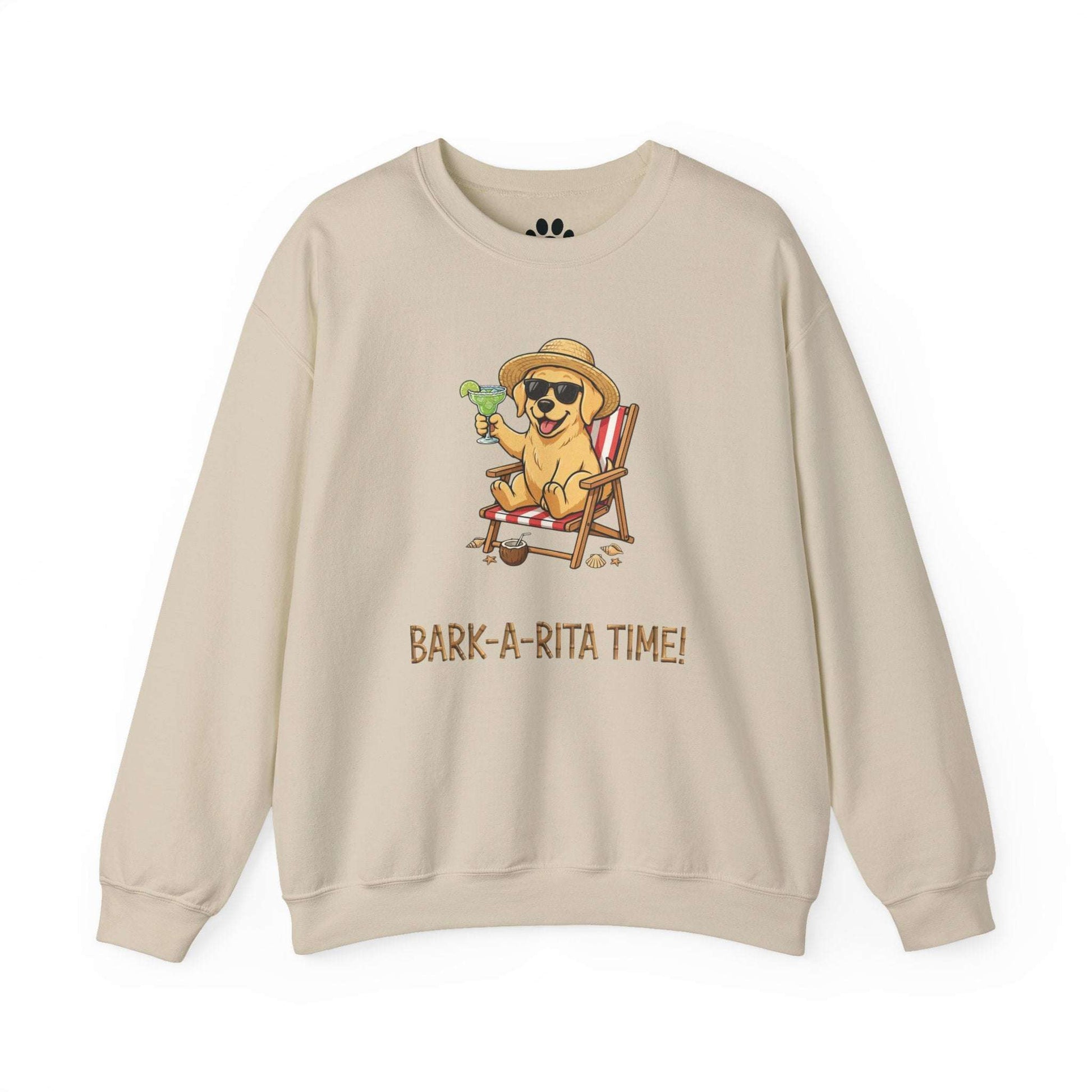 funny dog wearing sunhat with margarita cartoon on unisex sweatshirt