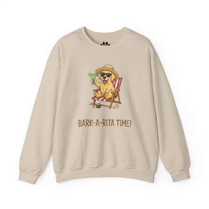 funny dog wearing sunhat with margarita cartoon on unisex sweatshirt