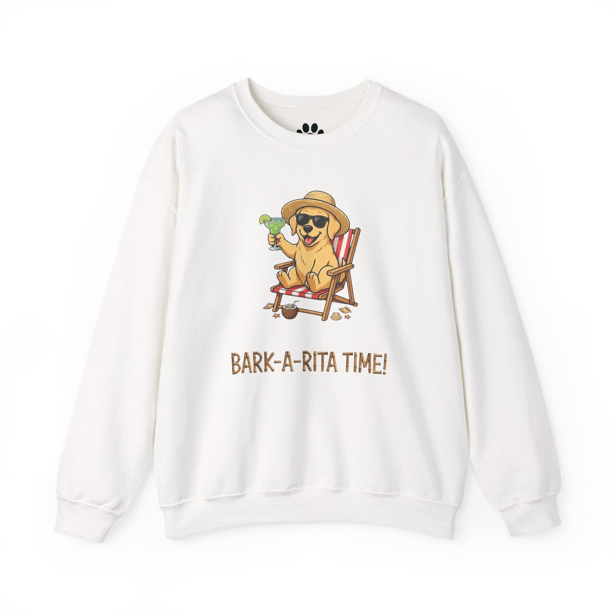 unisex funny dog margarita sweatshirt with cartoon dog and text bark-a-rita time