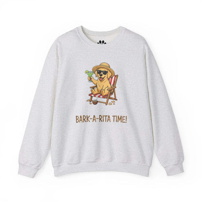 unisex funny dog margarita sweatshirt with cartoon sunhat dog and bark-a-rita time caption