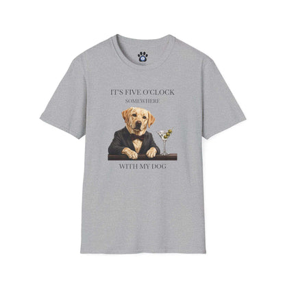 Funny dog tuxedo martini graphic on lightweight cotton t-shirt