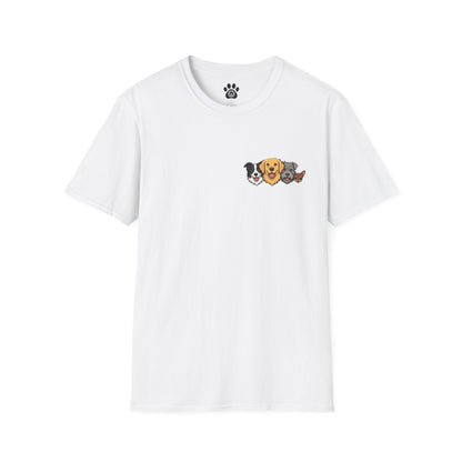 Unisex soft lightweight cotton funny dog shirt with paw print and who let the dogs out text