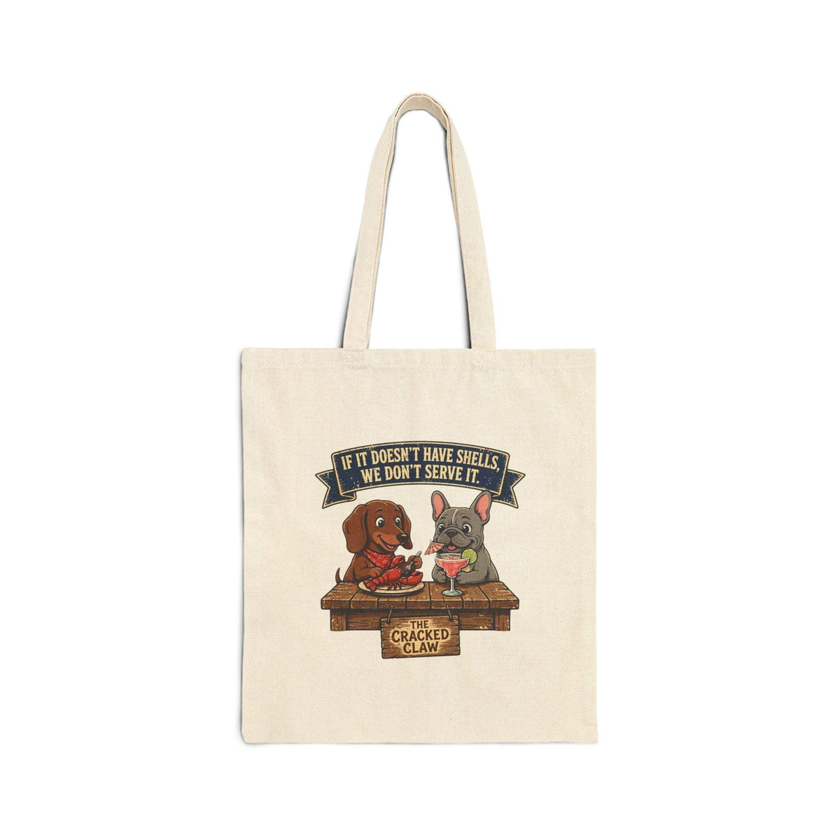 Funny dogs lobster tote Bags design cotton canvas tote bag with long handles