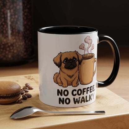 Funny Pekingese dog ceramic coffee mug with colorful handle