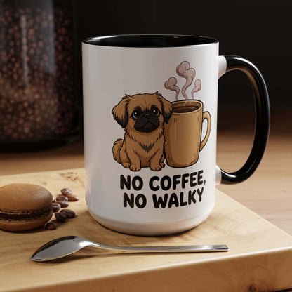 funny pekingese ceramic coffee mug with colored handle