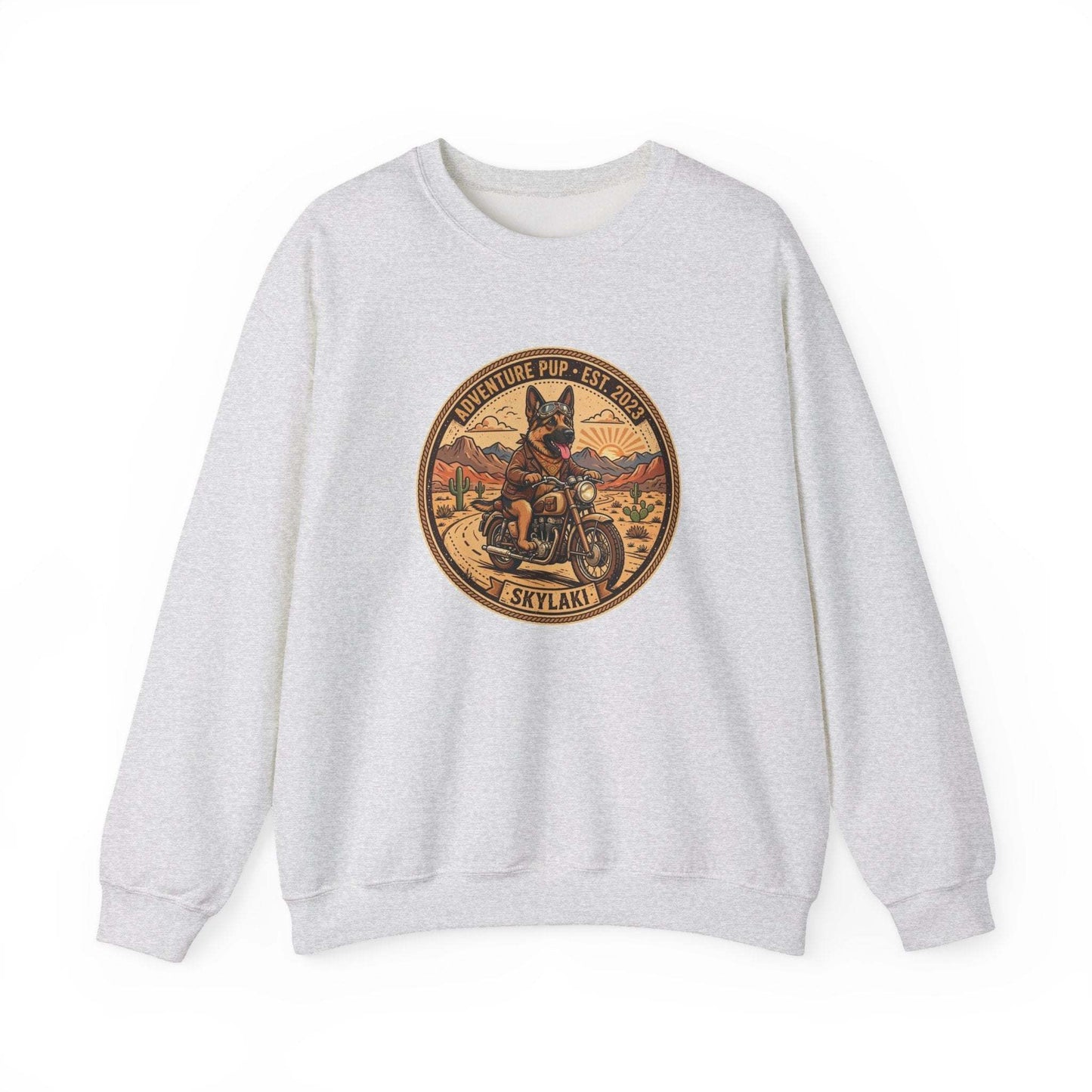 unisex german shepard motorcycle sweatshirt with desert graphic