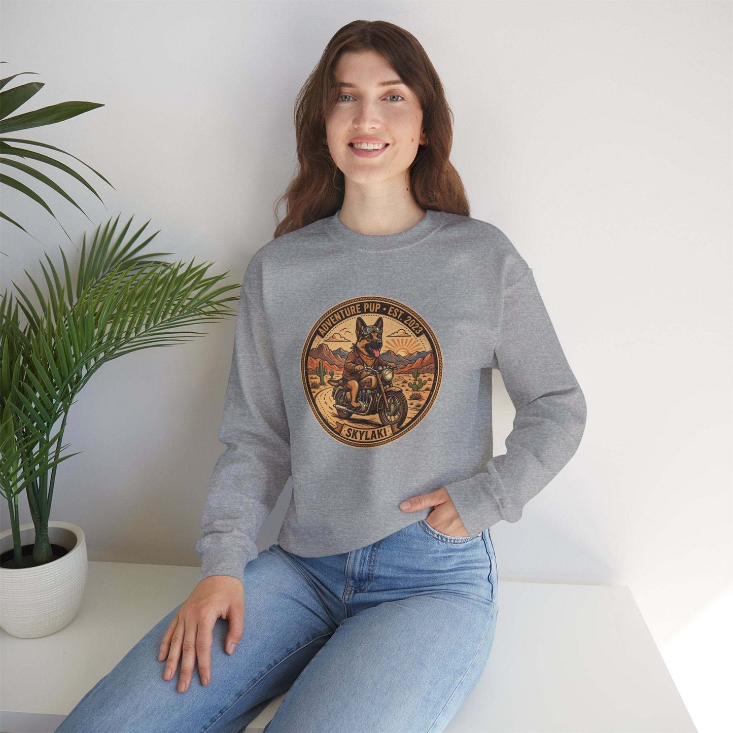 Unisex German Shepard motorcycle graphic sweatshirt by Skylaki