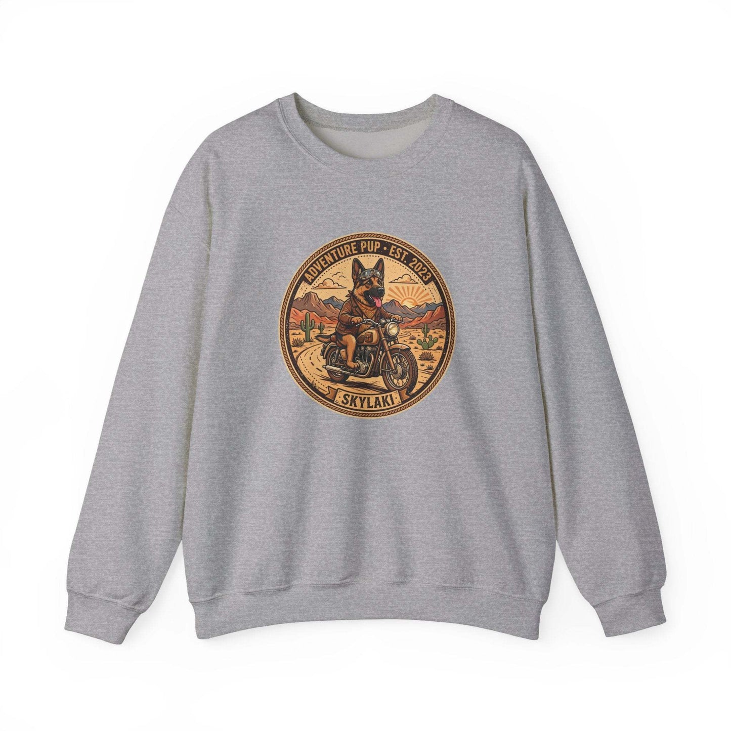 unisex german shepard motorcycle sweatshirt with desert graphic