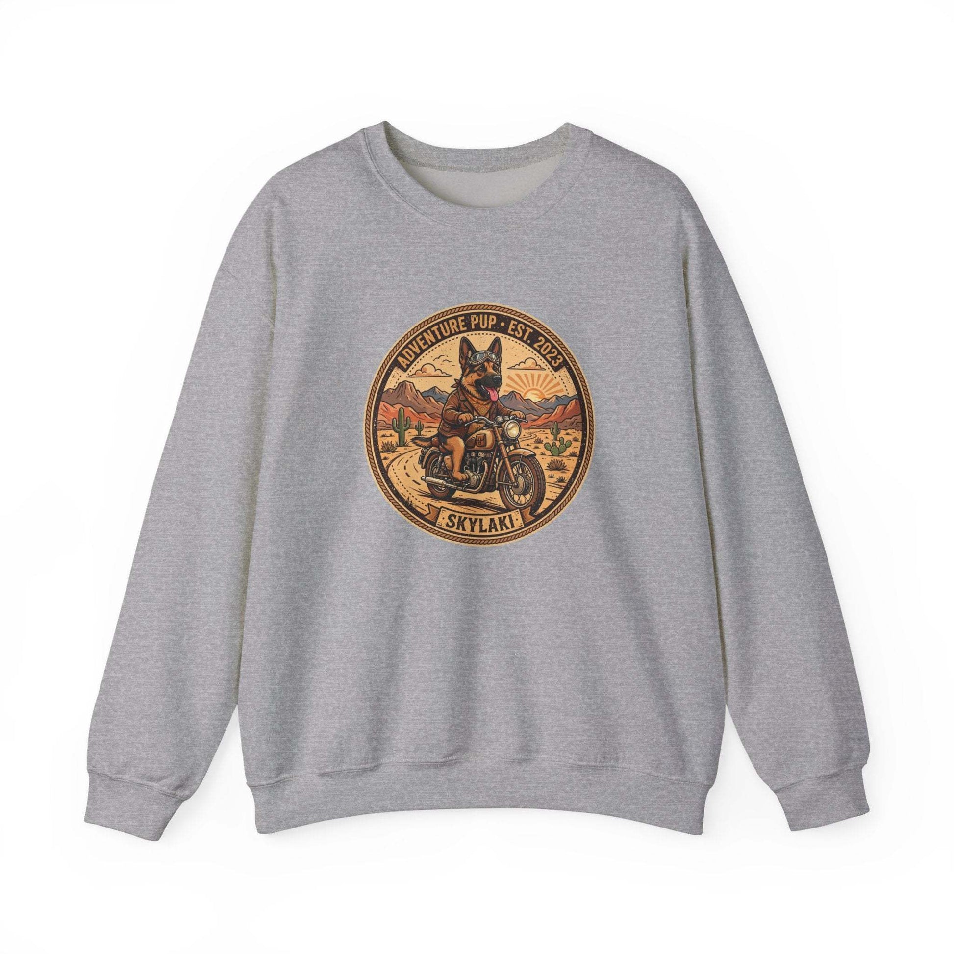 unisex german shepard motorcycle sweatshirt with desert graphic