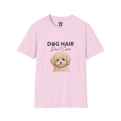 White Goldendoodle dog hair don't care shirt with sketch graphic