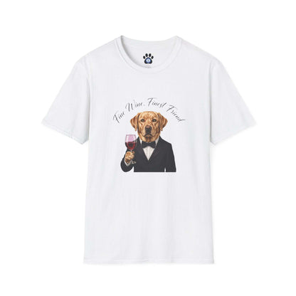 Unisex Labrador wine tuxedo shirt by Skylaki with dog illustration