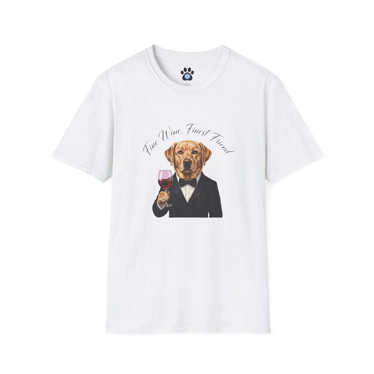 Unisex Labrador wine tuxedo shirt by Skylaki with dog illustration