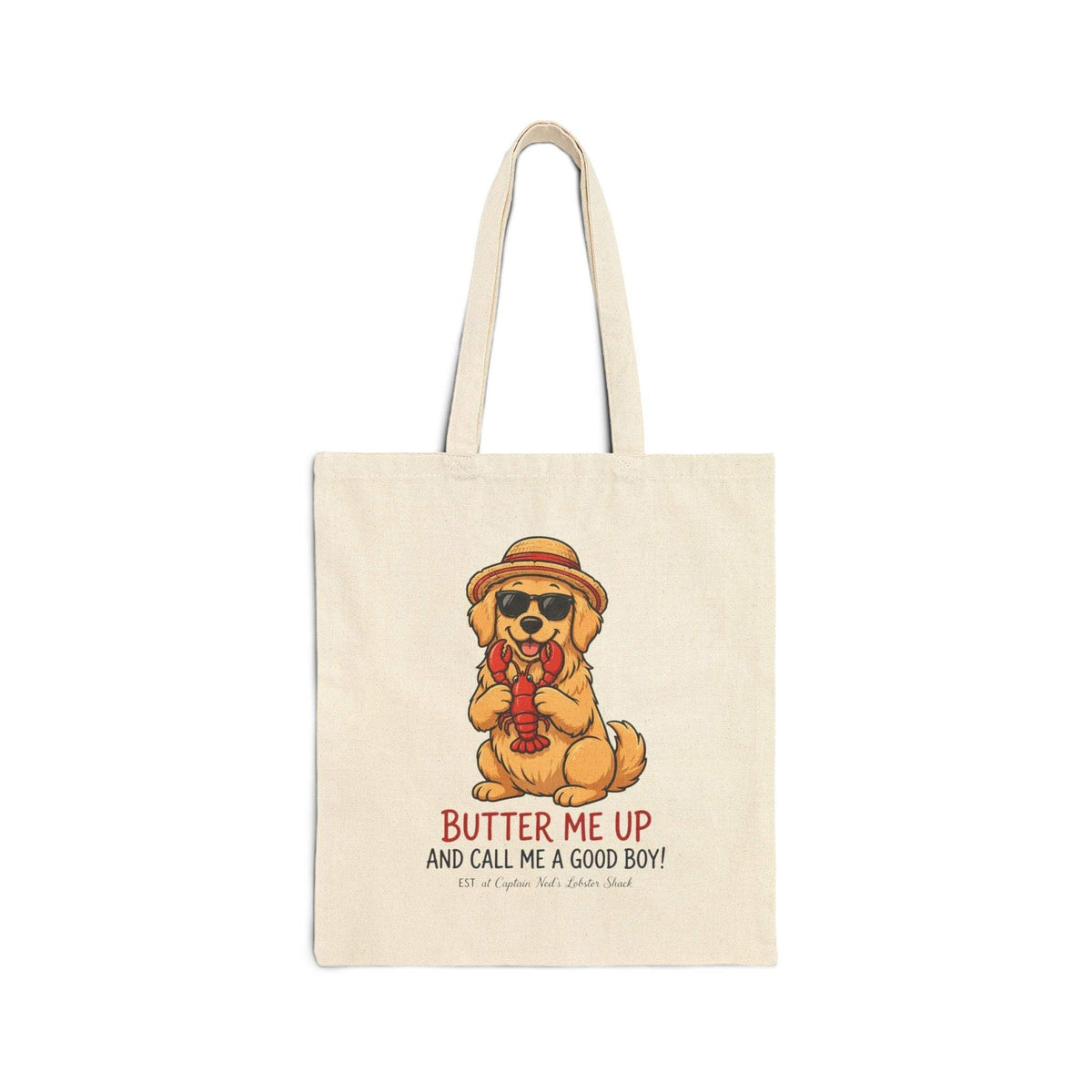 Lobster Dog canvas tote bag in natural cotton with vibrant design