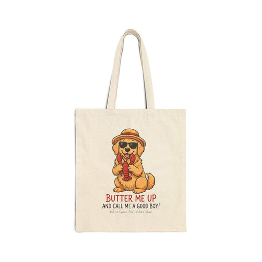 Lobster Dog canvas tote bag in natural cotton with vibrant design