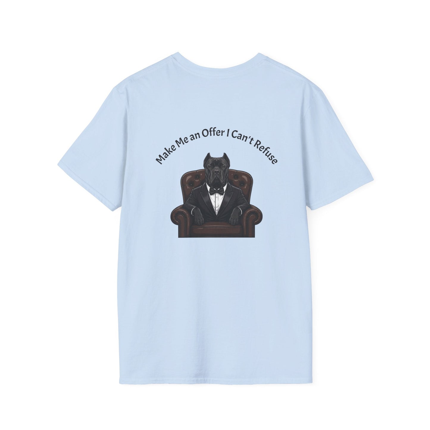 Unisex lightweight cotton tee with cane corso dog father design and Make Me an Offer I Can't Refuse caption