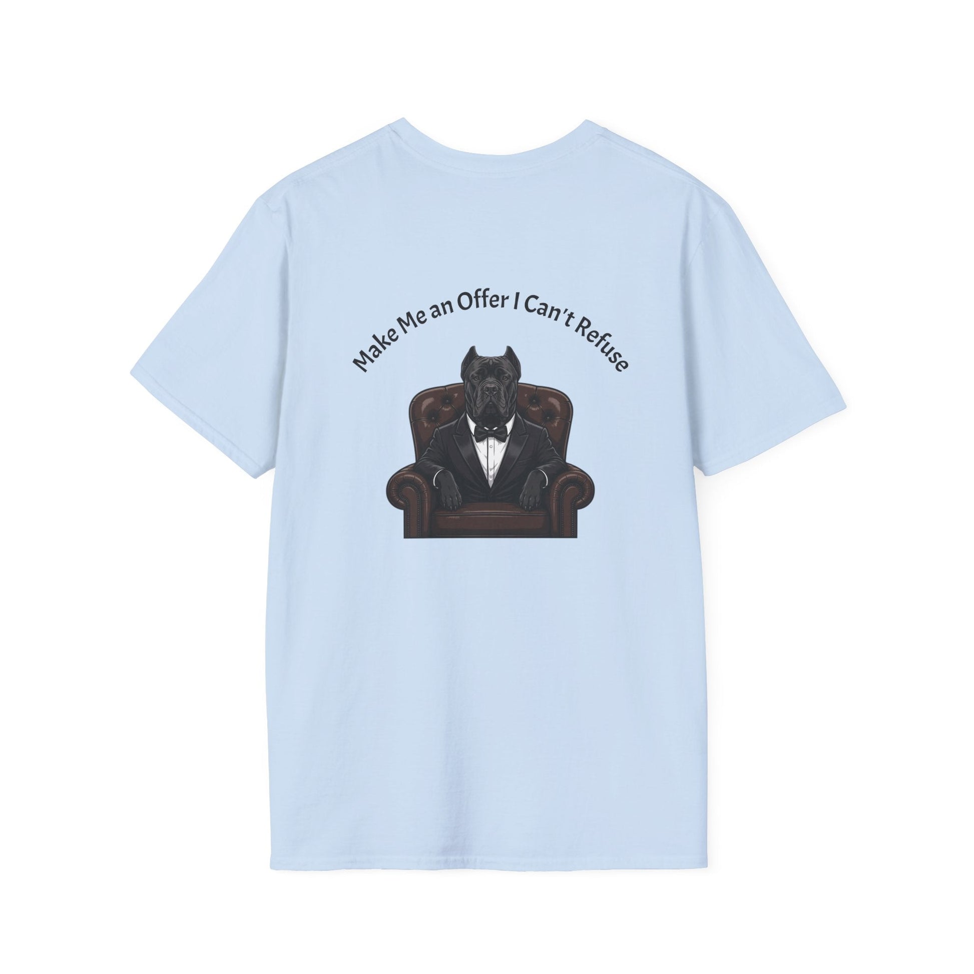 Unisex lightweight cotton tee with cane corso dog father design and Make Me an Offer I Can't Refuse caption