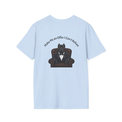 Unisex lightweight cotton tee with cane corso dog father design and Make Me an Offer I Can't Refuse caption