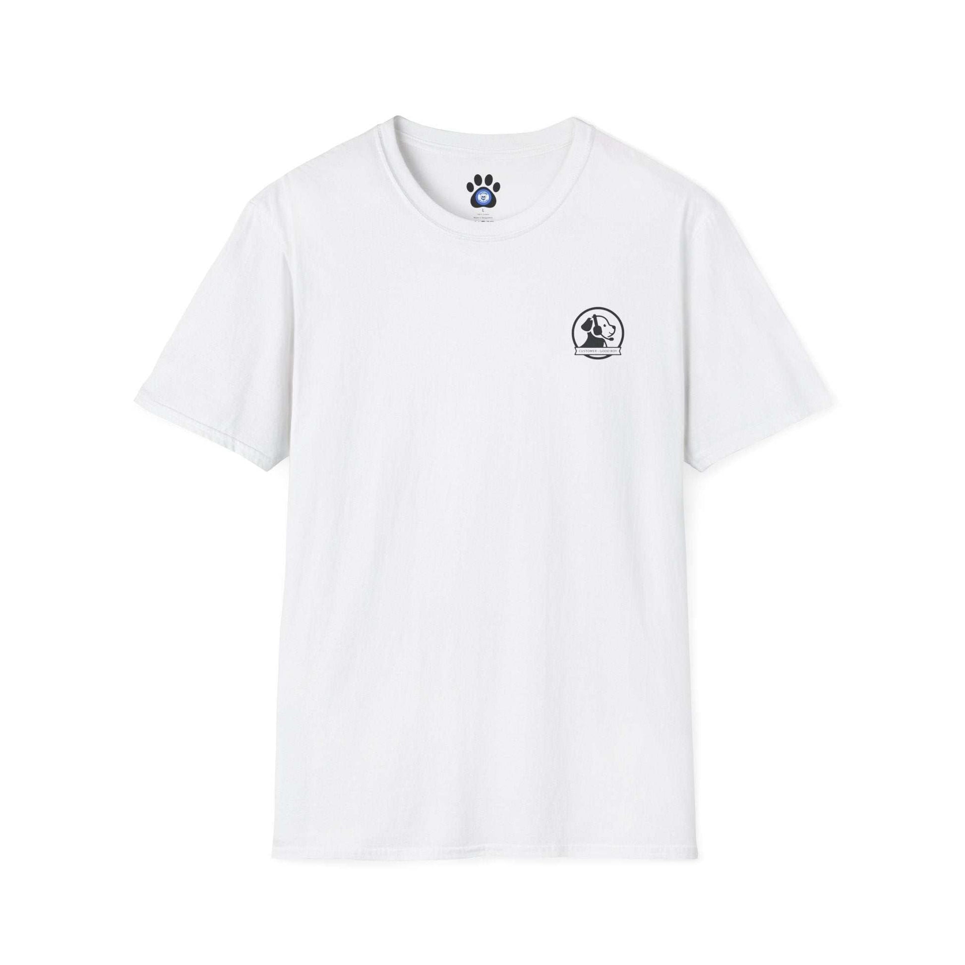 Manager of Morale and Snack procurement lightweight cotton tee with dog emblem