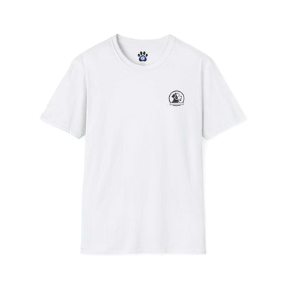 Manager of Morale and Snack procurement lightweight cotton tee with dog emblem
