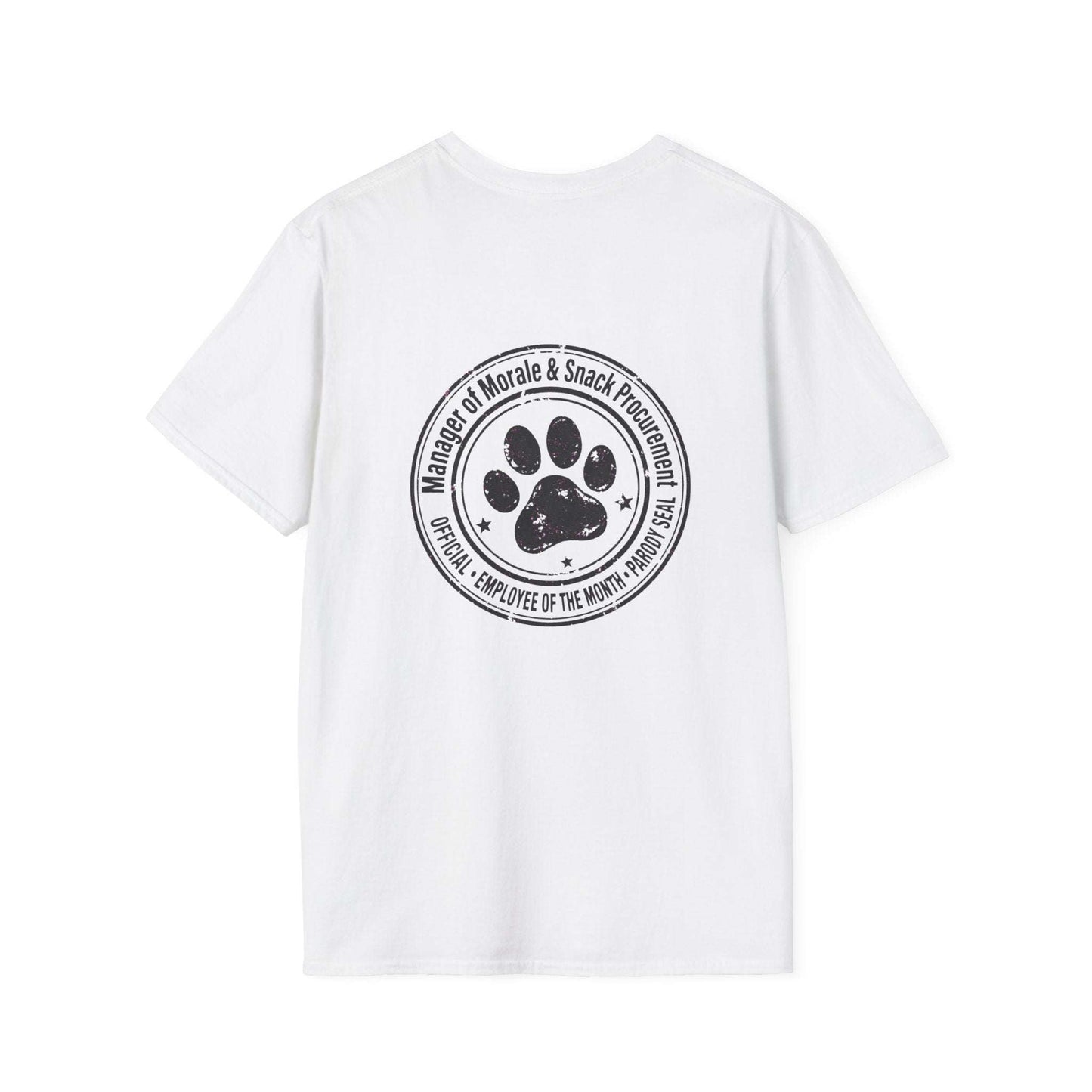 Manager of Morale and Snack procurement lightweight cotton shirt with dog emblem