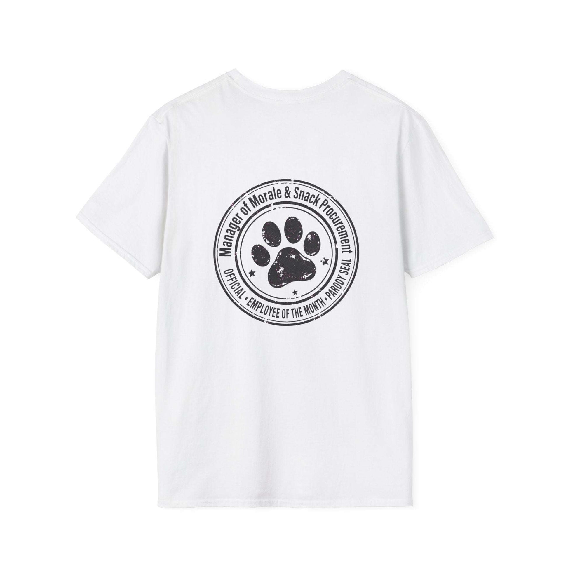 Manager of Morale and Snack procurement lightweight cotton shirt with dog emblem