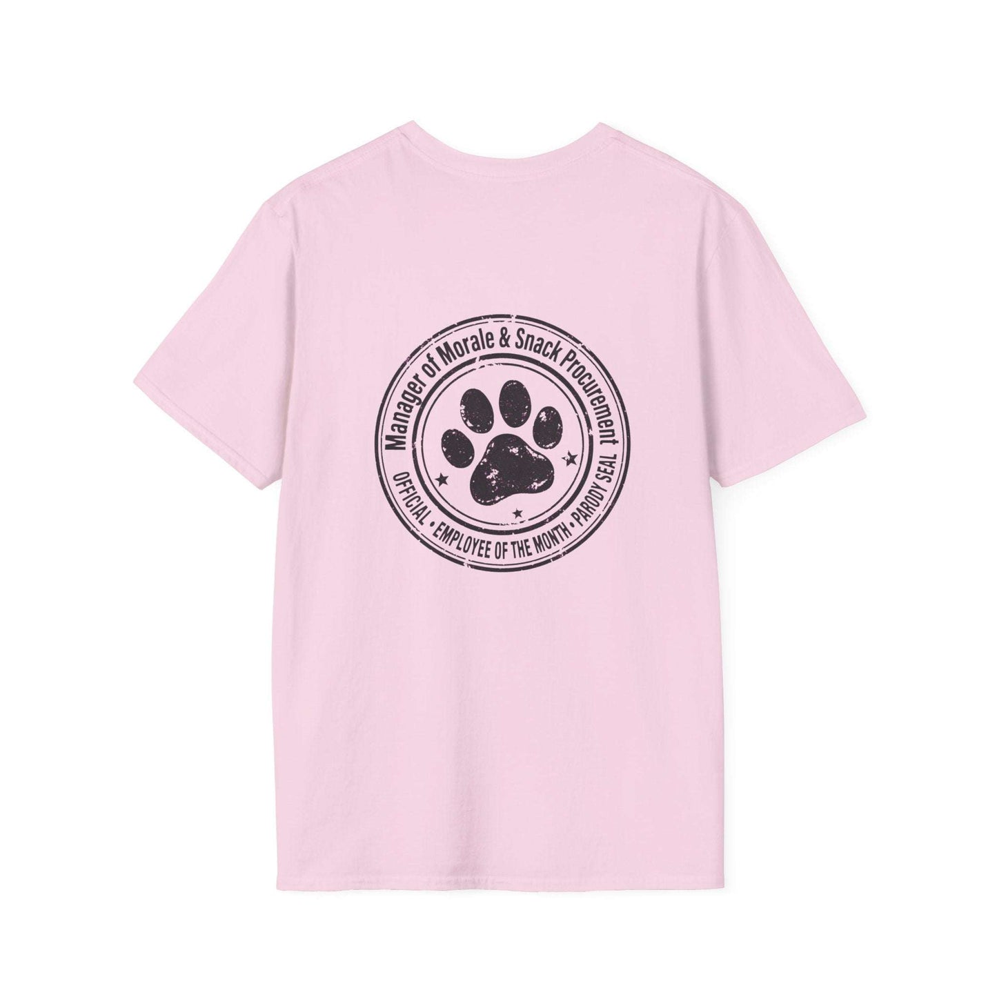 Manager of Morale and Snack Procurement lightweight cotton shirt with dog emblem