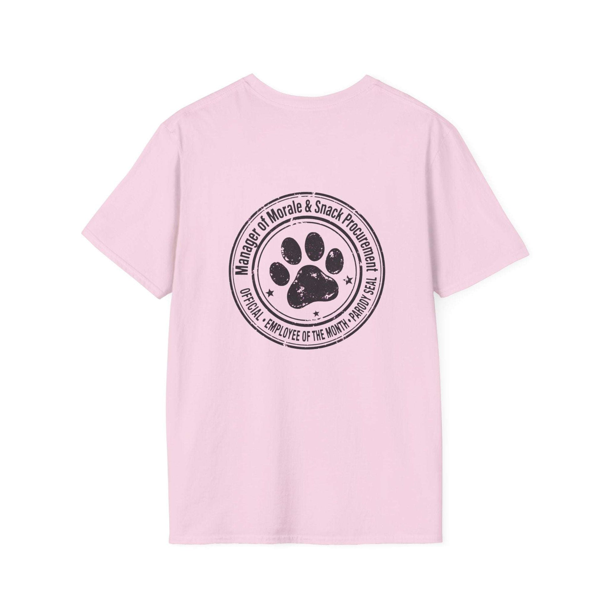 Manager of Morale and Snack Procurement lightweight cotton shirt with dog emblem