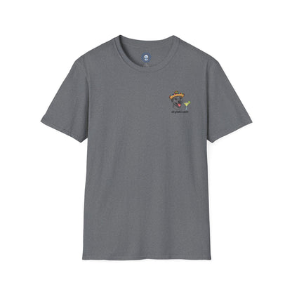Margarita Monday Dog Shirt in charcoal gray cotton with short sleeves and a small dog wearing a sombrero graphic