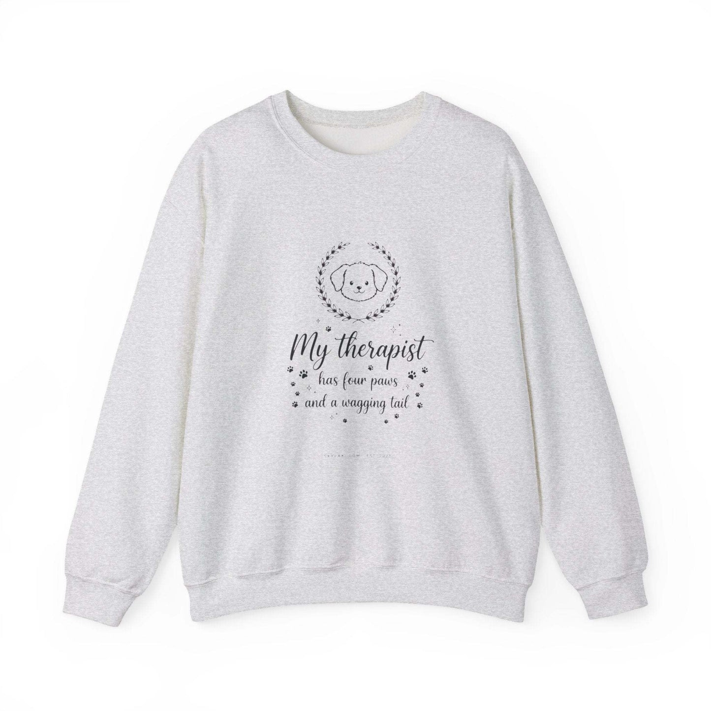 unisex off-white my therapist has four paws sweatshirt with dog embroidery