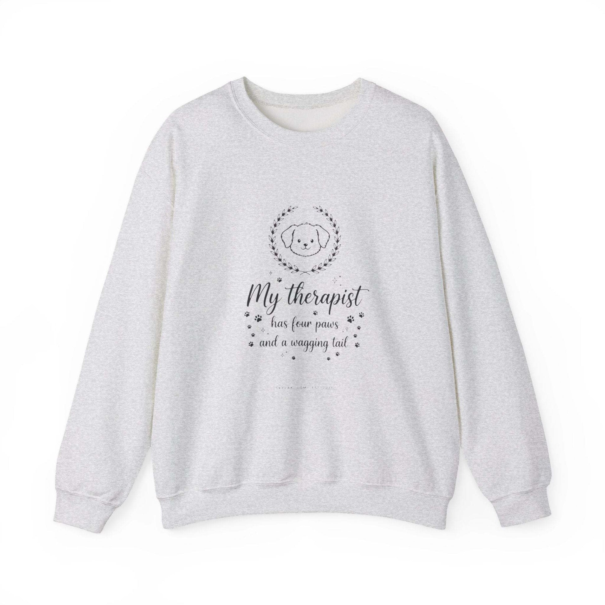 unisex off-white my therapist has four paws sweatshirt with dog embroidery