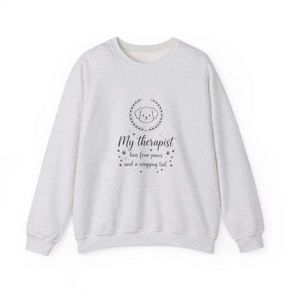 unisex off-white my therapist has four paws sweatshirt with dog embroidery