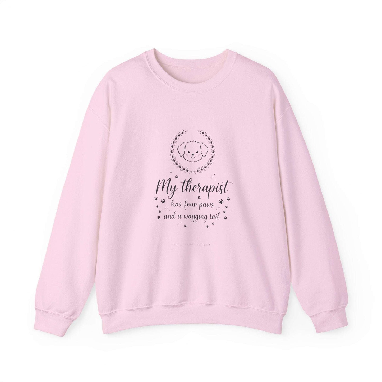 unisex off-white my therapist has four paws sweatshirt with dog embroidery