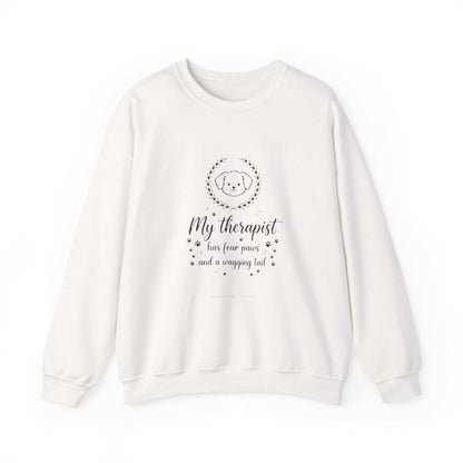 unisex off-white my therapist has four paws sweatshirt with dog face embroidery