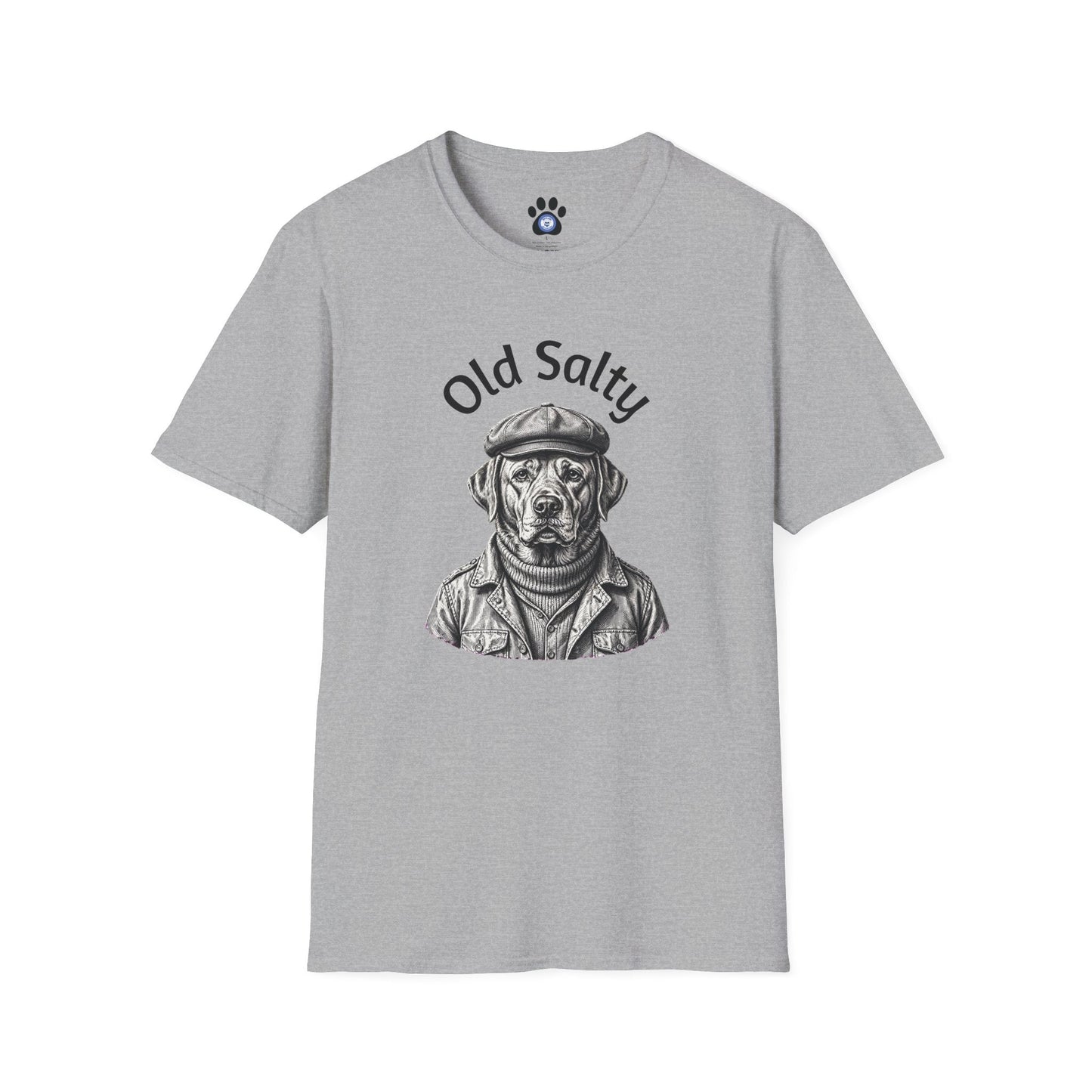 Old Salty Dog Shirt unisex crew-neck tee with weathered dog sketch