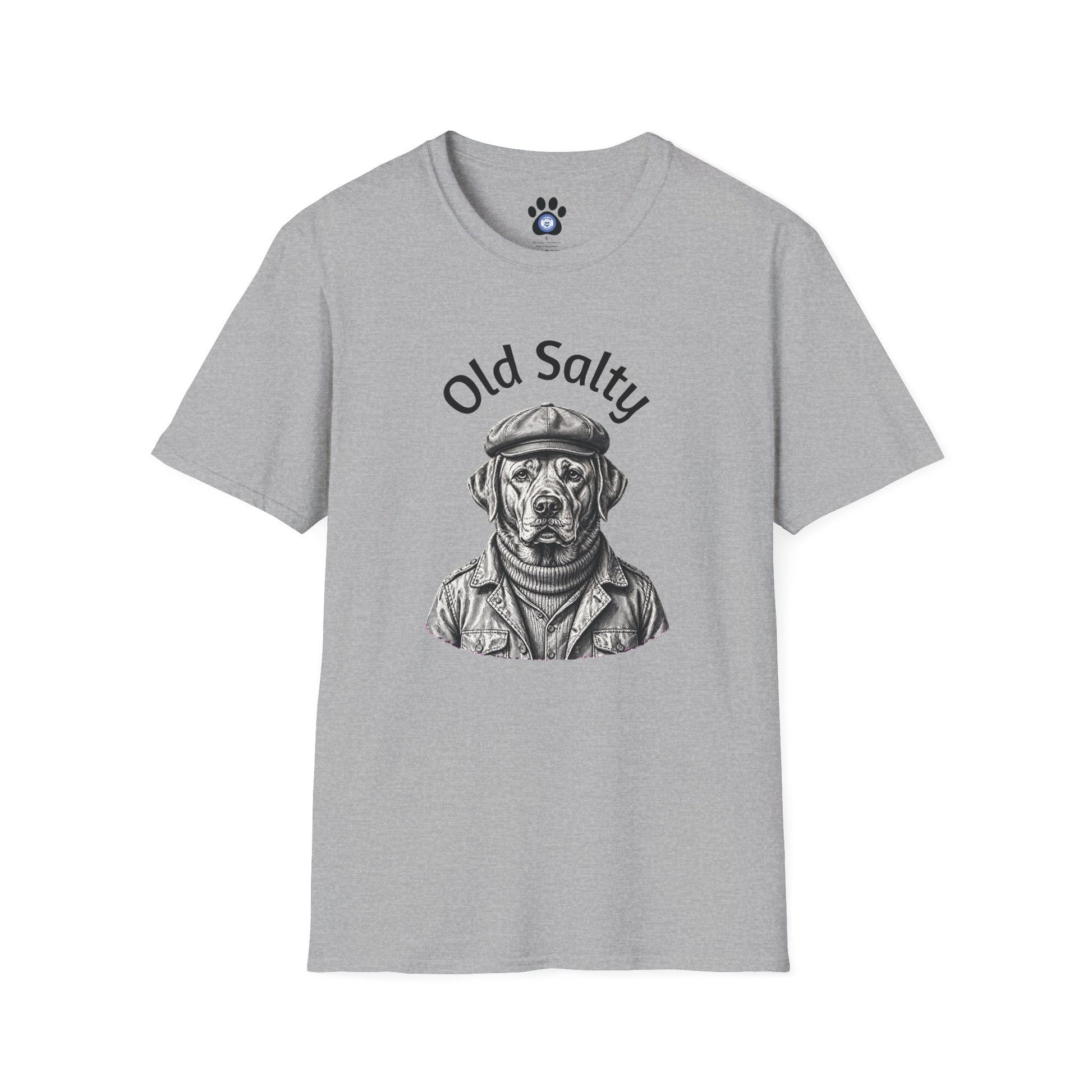 Old Salty Dog Shirt unisex crew-neck tee with weathered dog sketch