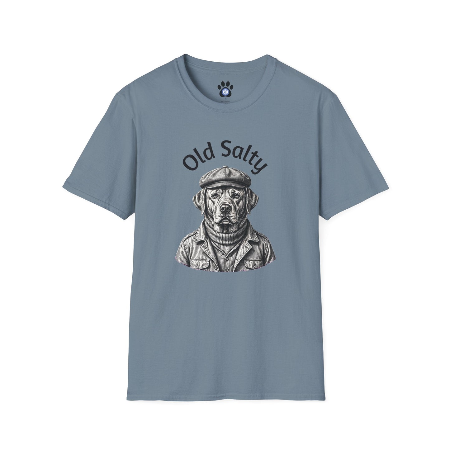 Old Salty Dog Shirt unisex crew-neck tee with vintage fisherman dog sketch